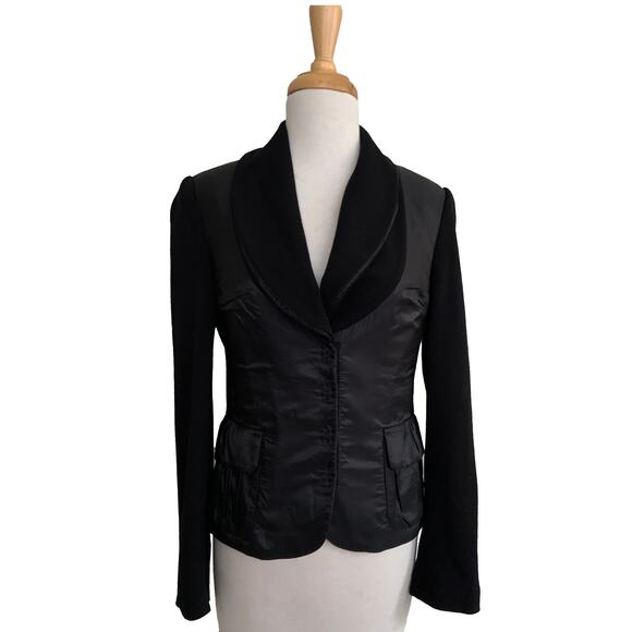 77 Jackets & Blazers - 77 Blazer Coat Black Viscose Blend Multi Media Snap Up Collared Front Pockets M